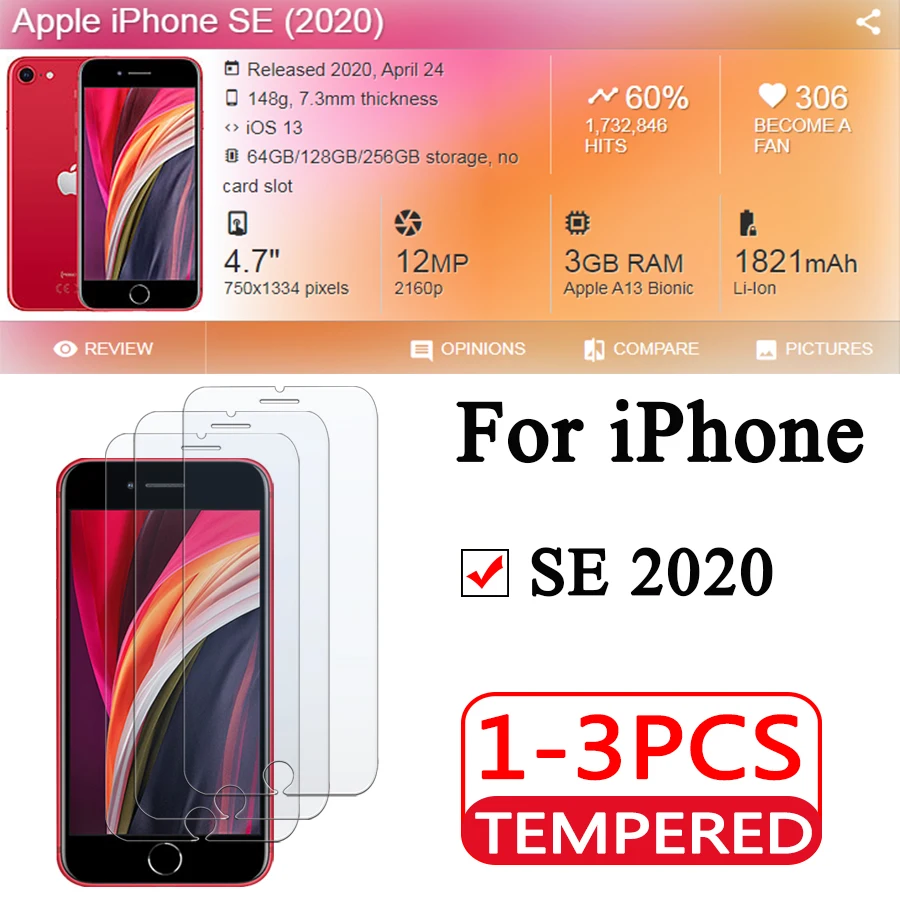 Защитное стекло для Apple iPhone SE 2020 Защита экрана телефона seaphone S E чехол с закаленным