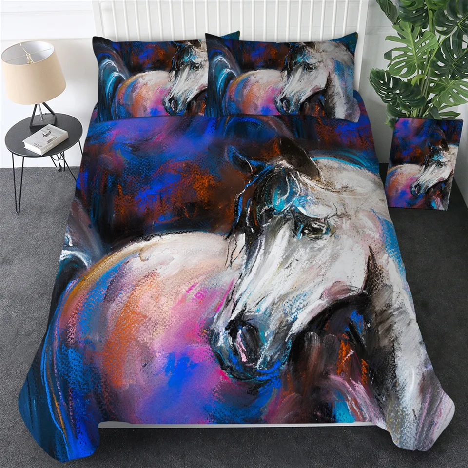Постельные принадлежности Outlet Horses Постельный набор 3D Dusty Lightning принтованный пододеяльник двойной для взрослых покрывало для кровати фотография постельное белье 3 шт