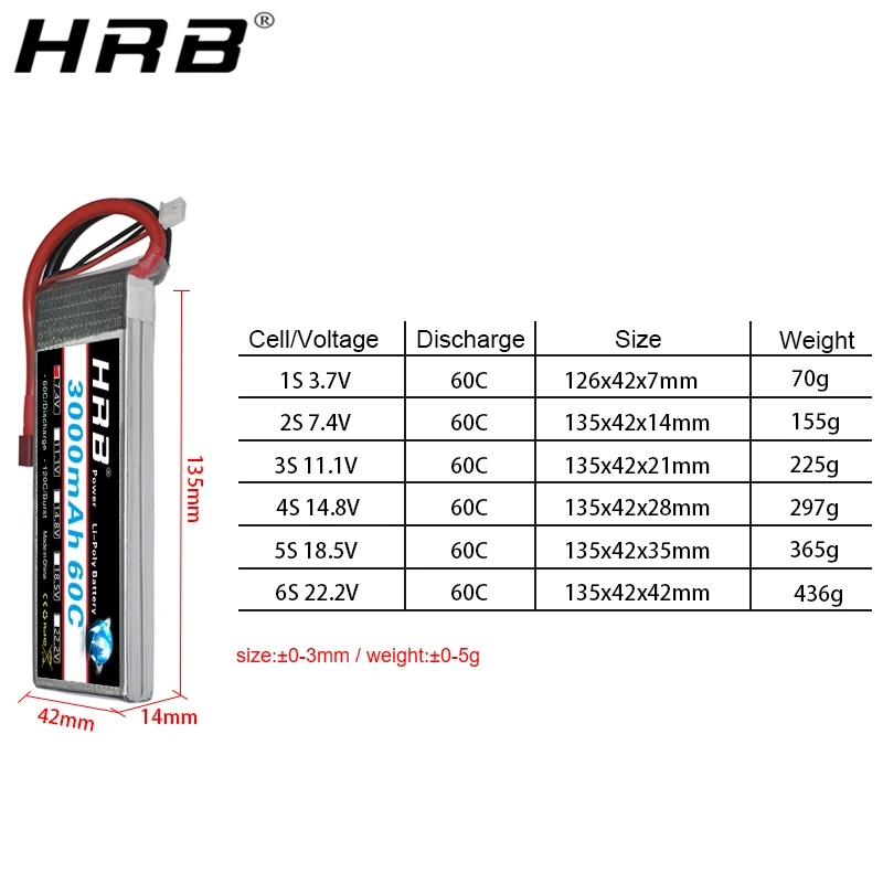 батарея hrb 2s 74 v lipo 3000mah 60c xt60 111 v 3s t deans 148 v 185 v 222 v беспи