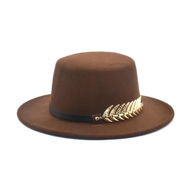 2020 New Fedoras Hat for Men Women artificial wool Blend Jazz Cap Wide Brim Simple Church Derby Flat Top Hat P13