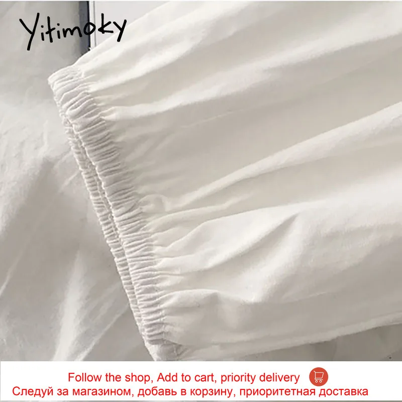 

Yitimoky Ruffles Women Shirts Long Sleeve White Blouse V-Neck Button Up Tops 2021 Spring Simply Style Fashion Single Breasted