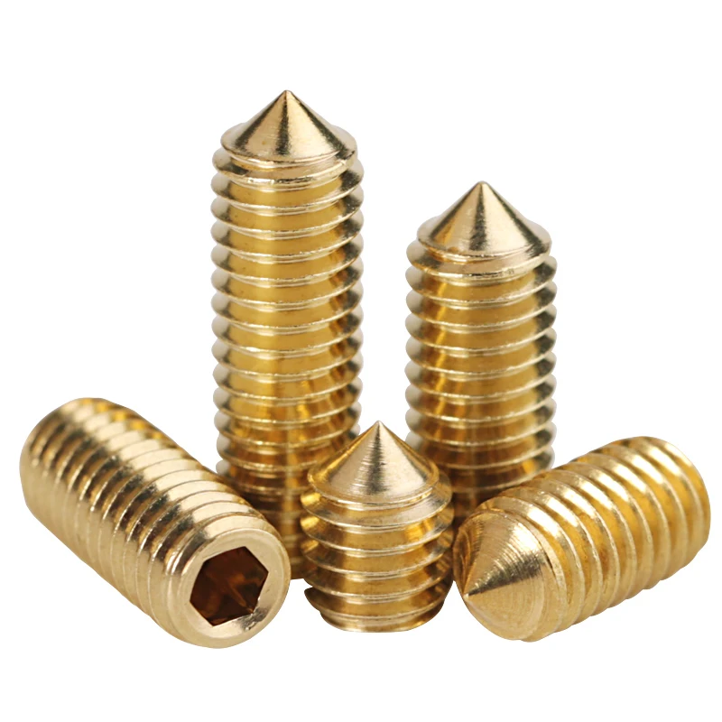 

M3 M4 M5 M6 pure brass DIN914 hex socket cone point headness set gurb screw
