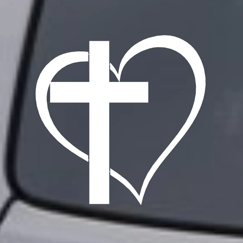 

CROSS HEART Vinyl Decal Sticker Car Window Wall Bumper Jesus God Heart Love