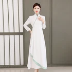 Женское ретро платье ханьфу в китайском стиле, элегантное белое винтажное платье в улучшенном этническом стиле, Xxxl