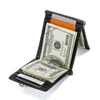 Кошелек мужской из натуральной кожи Крейзи Хорс, тройной складной карбоновый бумажник на молнии с зажимом для денег, тонкий кредитный кошелек с RFID-защитой