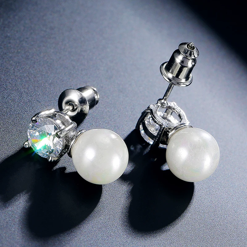 Серьги гвоздики UILZ женские с цирконом элегантные милые модные ювелирные