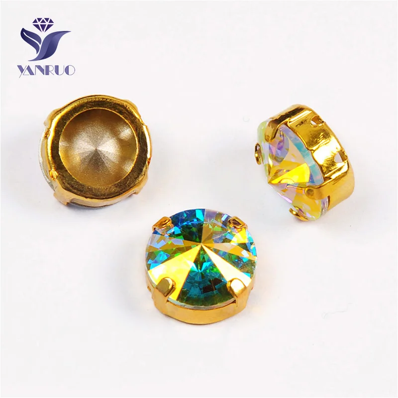 AB Yanruo 1122 стакан Rivoli Strass хрустальные маскарадные камни металлическая установка DIY заостренный назад пришить стразы для поделок - Цвет: AB