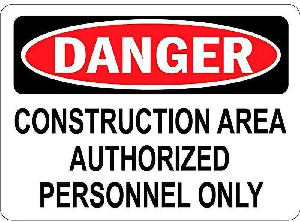 

Metal Tin Sign Wall Decor Man Cave Bar 12 x 8 Inches Danger Construction Area Authorized Personnel ONLY Road Sign Kitchen Fun