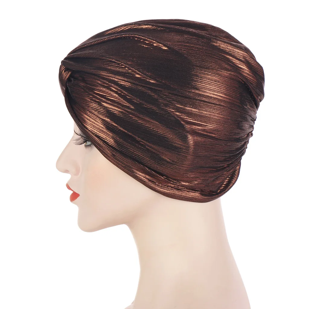 Тюрбан Женский эластичный с металлическим узелком 2021 химиотерапия шляпа |