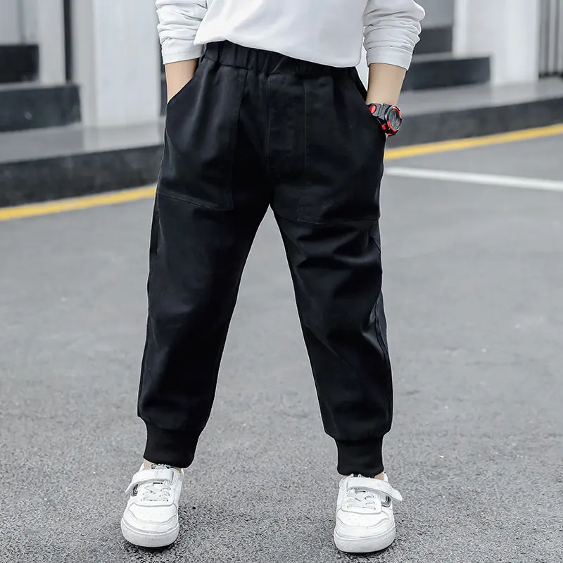 Детские трикотажные однотонные штаны для мальчиков Свободные повседневные