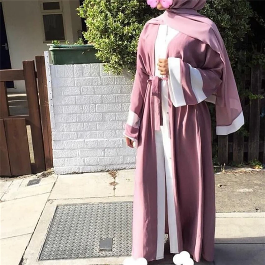 

Women Muslim Abaya Striped Dress Scarf Cardigan Middle East Worship Service Long Robes Kimono Islamic Clothing Dresses