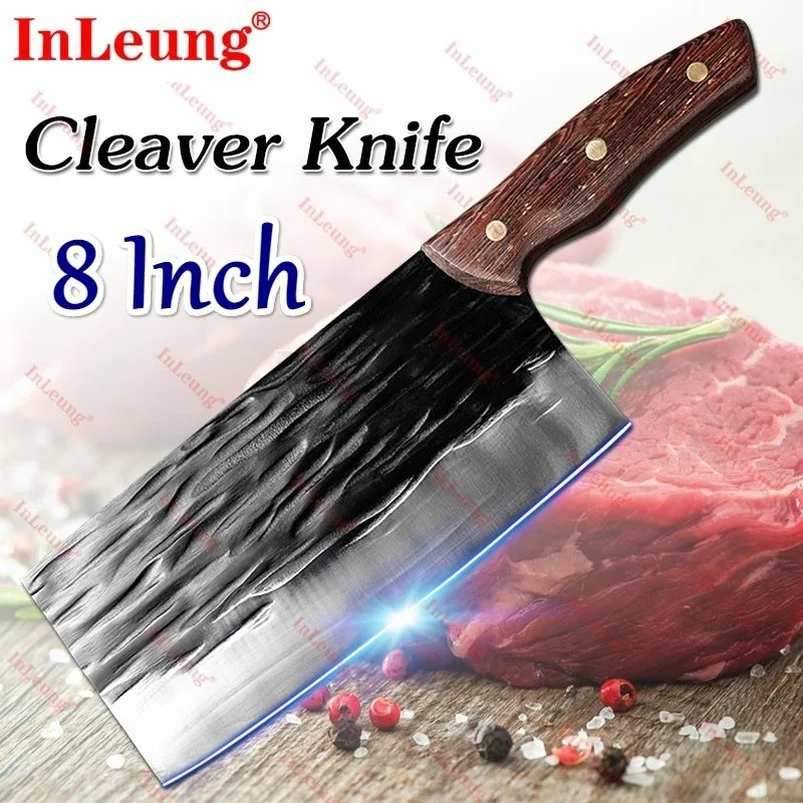 

8 Inch Professional Chef Knife Stainless Steel Kitchen Cleaver Knives Meat Cleaver Knife with Color Wood Handle Cleaver Knife