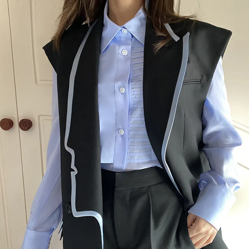 

Vest Women Loose Patchwork Design Trendy Summer Harajuku Elegant High Quality Ulzzang College Popular Outwear Oversize Ins Retro