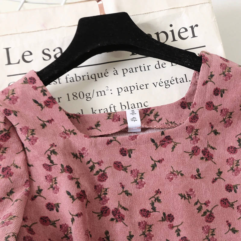 Gaganight вельветовое весенне осеннее цветочное женское длинное платье винтажное с