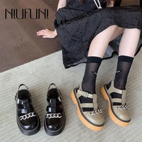 niufuni leather platform summer womens sandals 2021 new retro british hollow chain buckle roman gladiator sandals student shoes