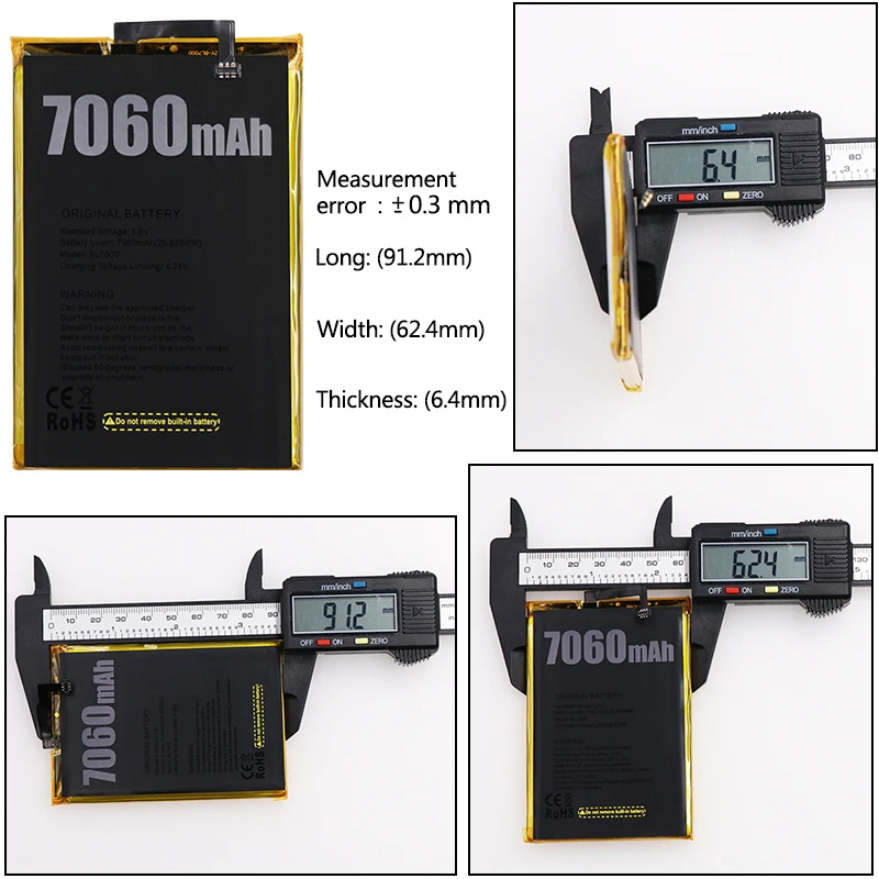 JRZ 3 8 в 7060 мАч аккумулятор для телефона Doogee BL7000 высококачественные сменные