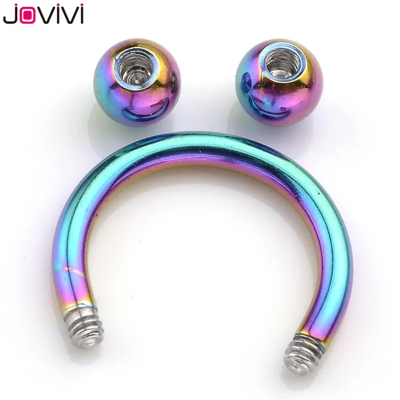Jovivi 2x 14G Captive Beads CBR Hoop Nose Septum Ring Eyebrow Lip Nipple Ear Studs Multi-used Fashion Body Piercing Jewelry | Украшения и