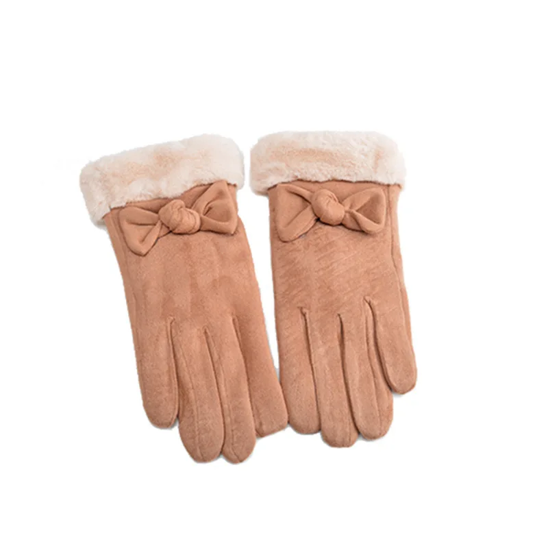 

Suede Touch Screen Gloves for Women Thickened Plush Warm Five Finger Fur Gloves Rekawiczki Zimowe Winter Gloves Women