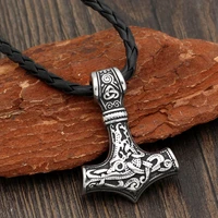 nordic thors hammer pendant necklace stainless steel hammer amulet accessories viking rune jewelry