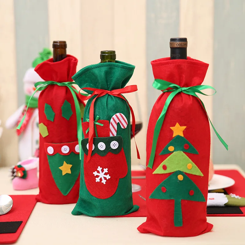 

Three New Christmas Decorations Wine Bottle Bag Stickers
