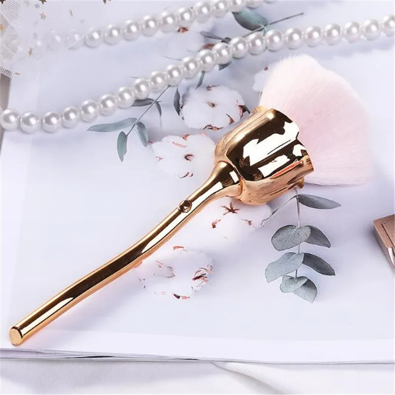 

Rose Shape Duster Cleaner Rose Nail Art Manicure Pedicure Powder Remover Cleaning Brush Nail Tool Makeup Blush Brush D220