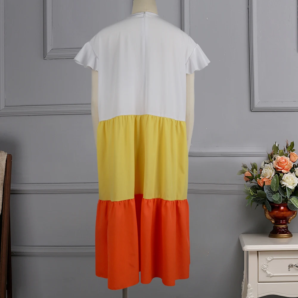 

Women Shirt Dress Loose Patchwork Oversized Summer Ruffles Plus Size Party African XXL Female Vestidos 2021 Spring Summer Robes