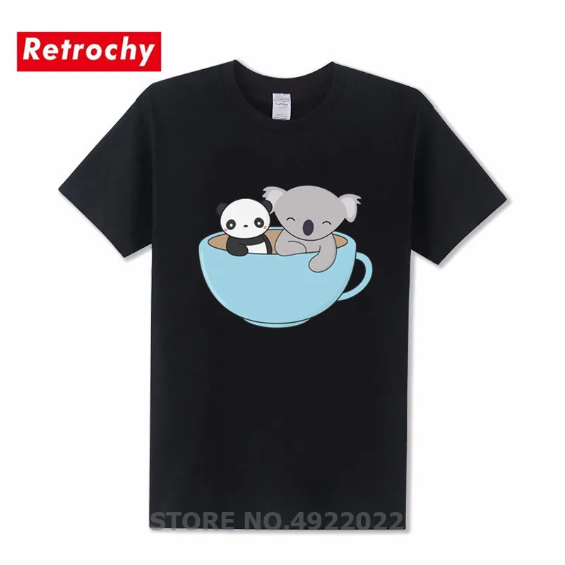 Футболка мужская с круглым вырезом милая рубашка коротким рукавом принтом коалы