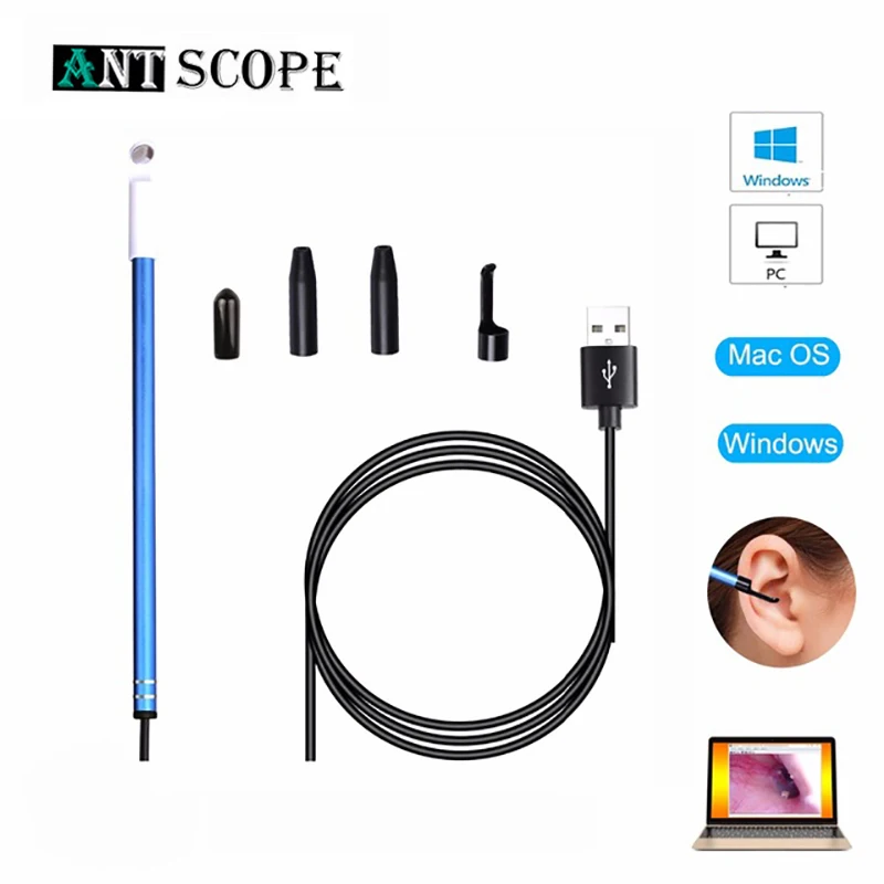 Antscope 5 мм HD визуальная ложка для чистки ушей USB эндоскоп Личная камера