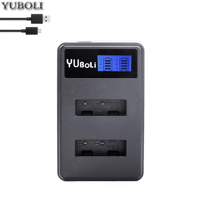 charger only Yuboli 2 шт. NP-BX1 NP BX1 Батарея+ ЖК-дисплей Зарядное устройство для sony DSC-RX100 DSC-WX500 Характеристическая вязкость полимера HX300 WX300 X3000R MV1 AS30V HDR-AS300 AS200V - Цвет: charger only