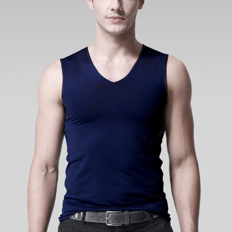 

Men's Summer Ice Silk Traceless Vest Slim Tight Youth Sports Hurdle Sleeveless Underwear Backing Vest