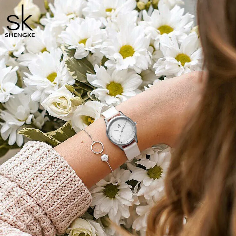 Часы женские повседневные с принтом кленовых листьев и кожаным ремешком|Женские