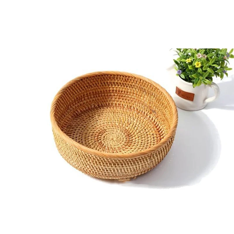

Natural Rattan Basket Woven Storage Baskets Plant Fiber Box For Organizing Home Fruit Bread Organization Kitchen Items Cesta