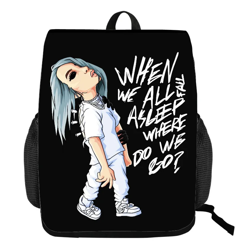 Billie Eilish Bagpack Подростковая распылитель ранцевого типа для с искусственного меха, сумочка, добавить свой комментарий elish портфели джинсовый пенал для мальчиков и для девочек рюкзак для путешествий