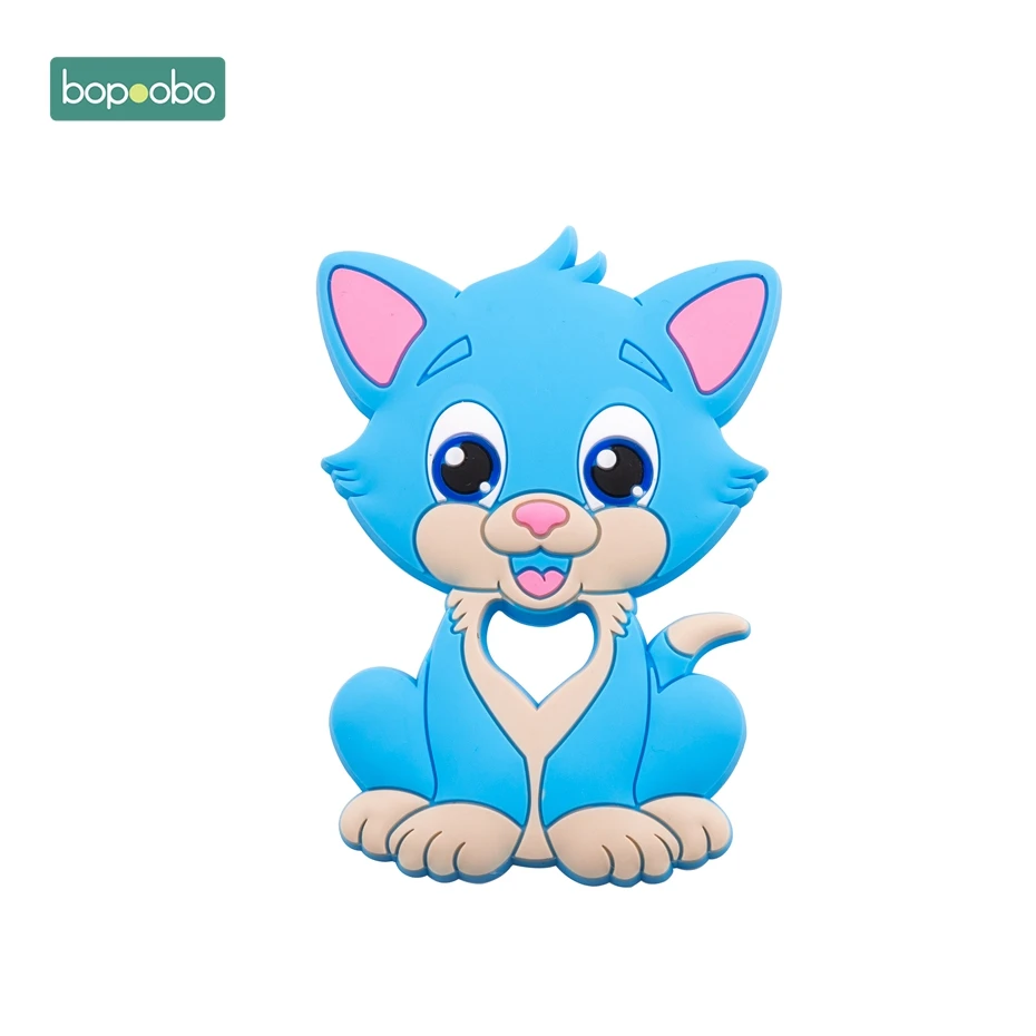 Bopoobo 1 шт., детский прорезыватель, BPA бесплатно, силиконовый Прорезыватель для зубов, Прорезыватель зубов, силиконовый Прорезыватель зубов "Львенок", детский товар, силиконовый Прорезыватель - Цвет: Blue Cat