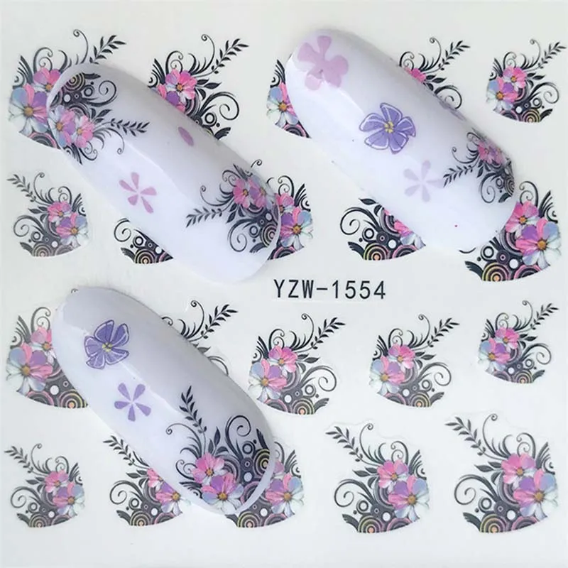

1Pc fresh flower tattoo sticker for nail art decoration ultra thin water transfer nail adhesive 3D manicure decals FW014
