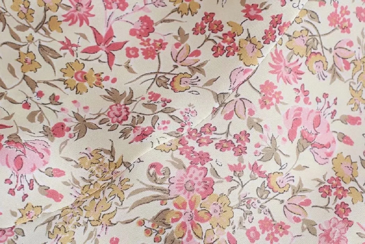 

KRSB Summer Women's Printed Long Dress V-Neck Lace Long-Sleeved Waist A-Line Floral Holiday Leisure Style