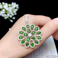 kjjeaxcmy fine jewelry 925 sterling silver inlaid natural diopside female miss woman pendant necklace chain beautiful