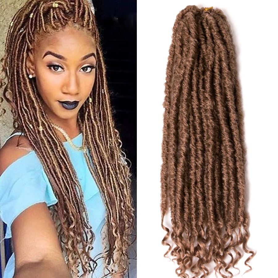 Focs Locs Curly Synthetic hair Crochet Faux braids Hair Extensions 18 inch 20 strands/pcs Dreads Hairstyle Women Blonde Ombre