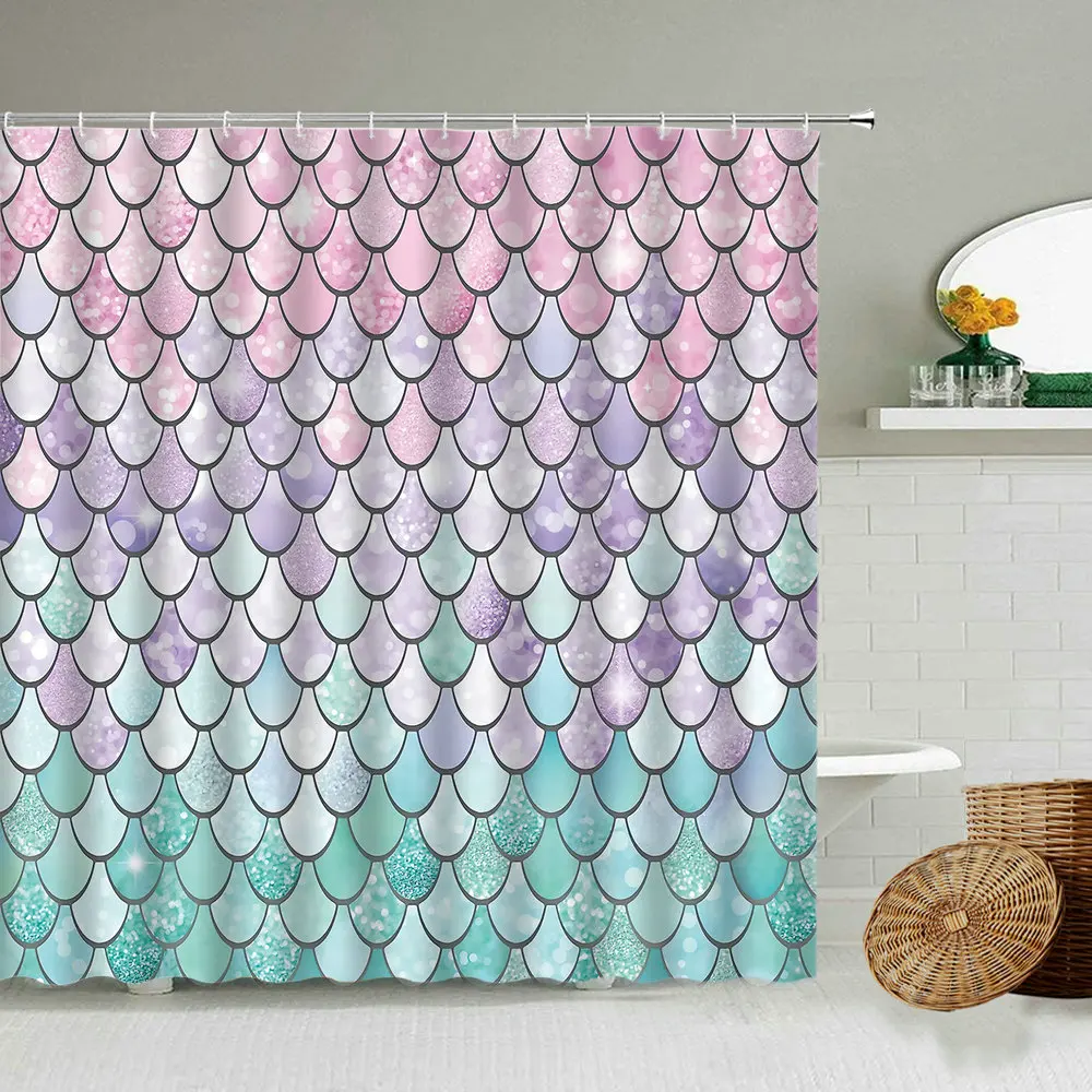 Цветная бесшовная текстурная занавеска для душа в виде рыбьей чешуи Волшебный