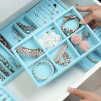 velvet earring ring organizer box jewelry display tray holder necklaceear studs storage showcase dressing table drawer finishing