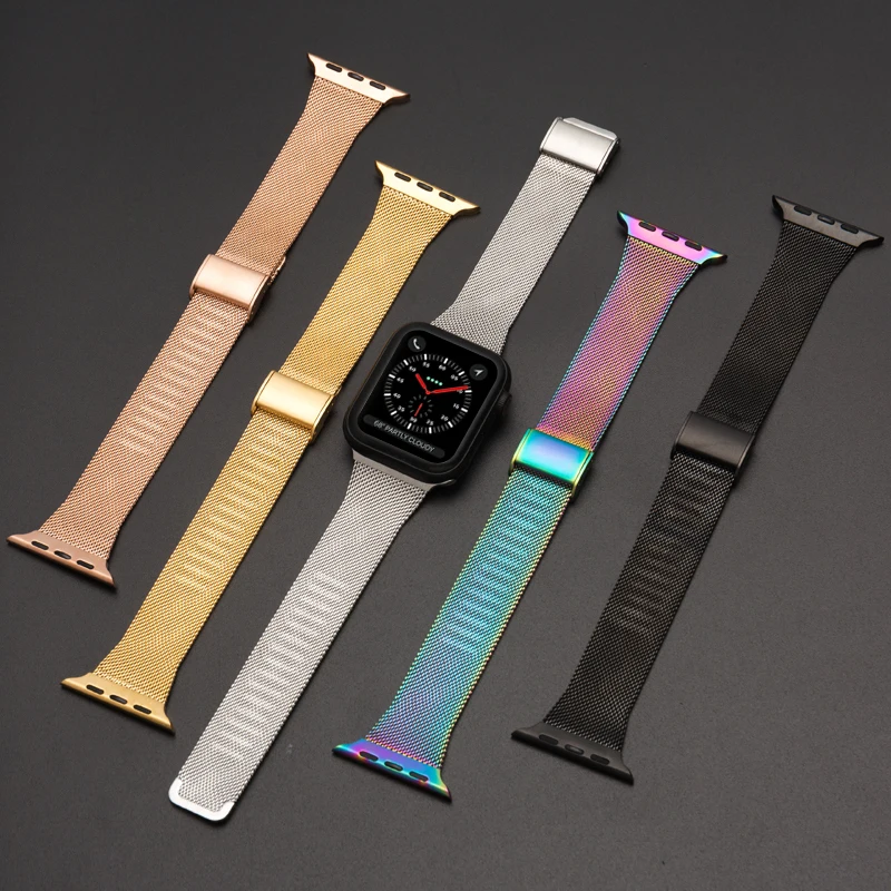Подходит для Apple Watch1 / 2/3/4/5 Watch из нержавеющей стали Миланская Пряжка узкий боковой