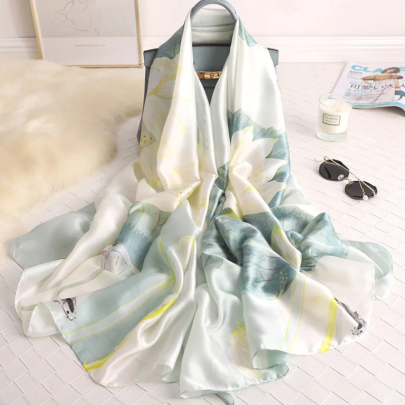 

2023 Spring Summer New Style Silk scarves Sun-resistant Beach Towel Warm Shawl Printed Scarf Women Soft Headscarf winter poncho