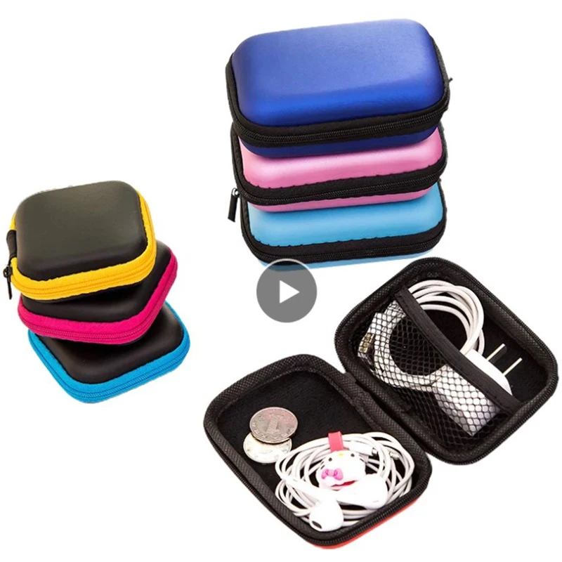 

Earphone Holder Case Storage Carrying Hard Bag Box Case Earphone Headphone Accessories Earbuds Memory Card USB Cable Home Tool