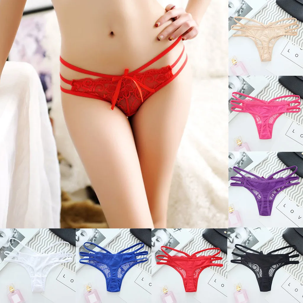 Сексуальное кружевное нижнее белье женские трусики-стринги бандажные трусы для