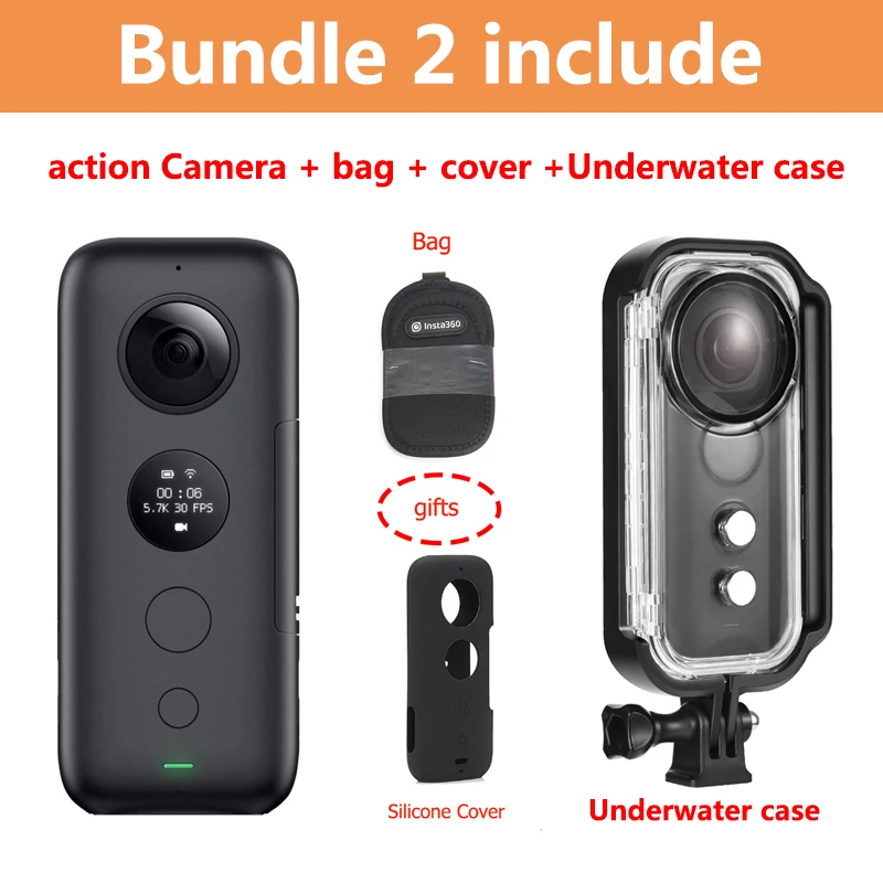 camera with case Экшн-камера Insta360 ONE X 360, со стабилизацией состояния, 5,7 K видео в режиме реального времени, WiFi, камера для передачи данных для iPhone - Цвет: camera with case