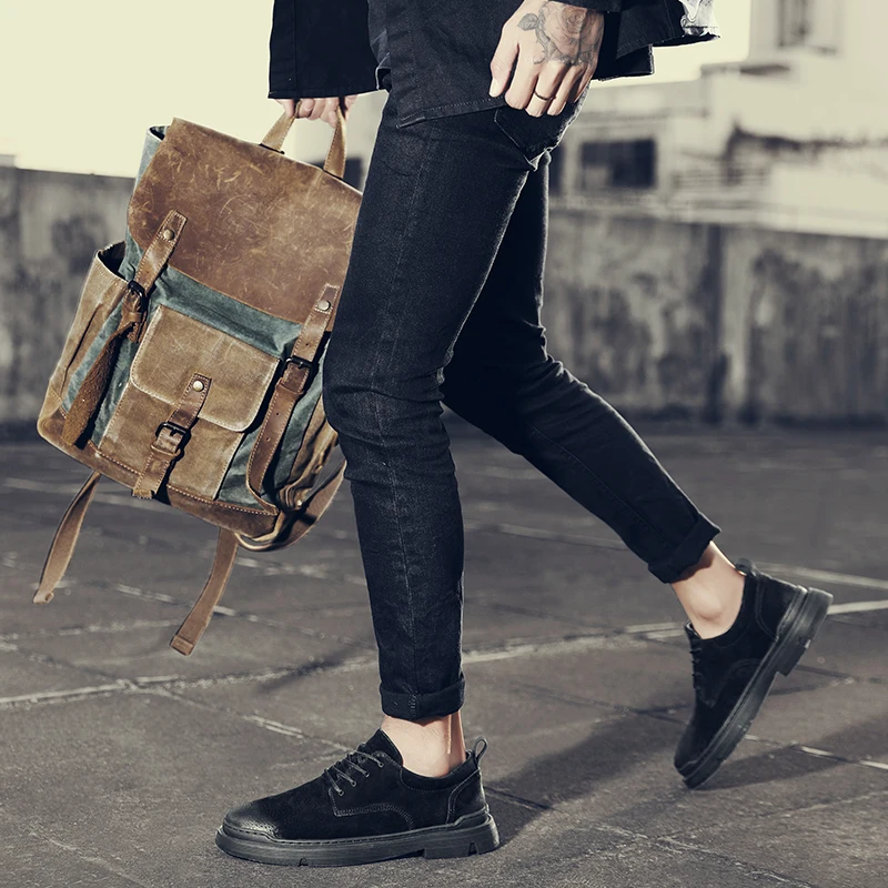 Мужские замшевые туфли темно-синие классические деловые оксфорды на плоской