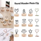 1 шт. творческий фото клип круглые деревянные папки Сообщений изделия Memo визитная карточка картины Скрап фото держатель настольный декор