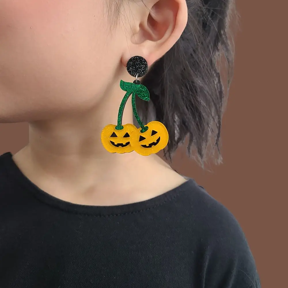 

Серьги-подвески в виде черной летучей мыши и Луны на Хэллоуин, вишневые серьги для женщин, серьги в виде тыквы, черепа, модные украшения