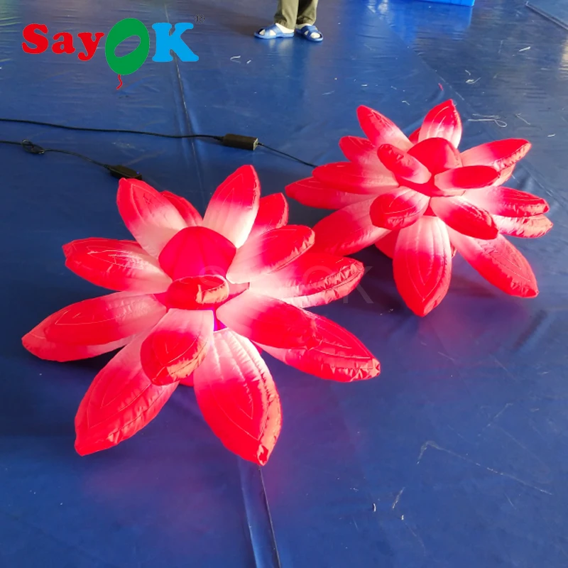 Надувной цветок лотоса надувной земли украшения освещение цветение с красочными