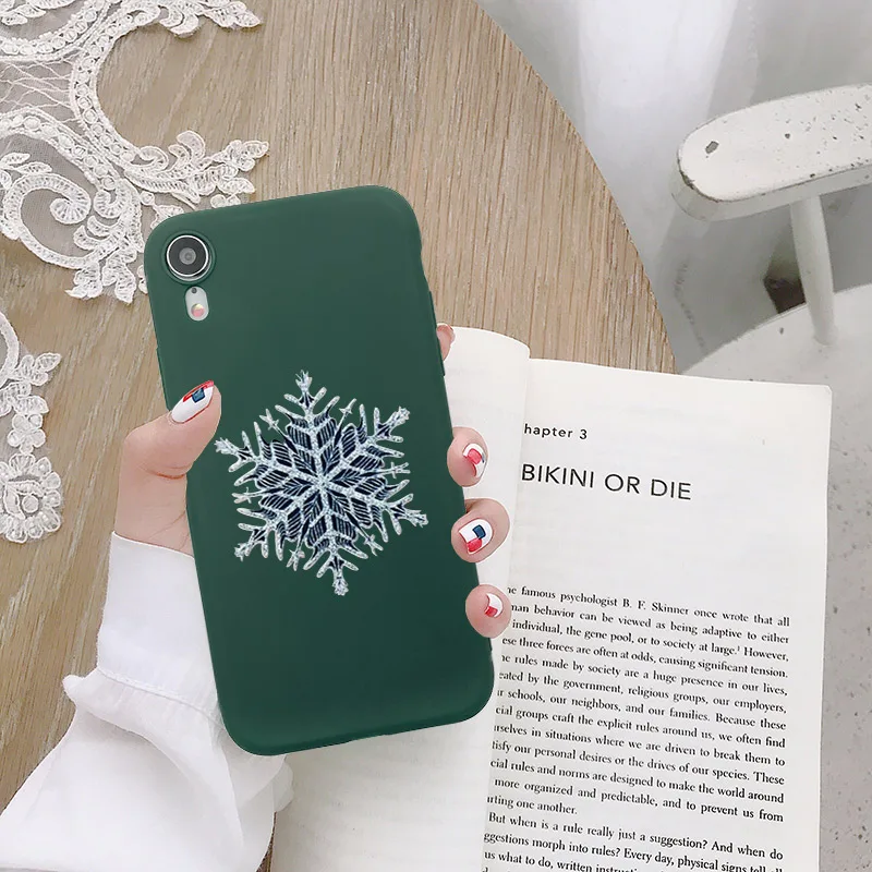 Темно-зеленый PhoneCase для Iphone Xr 8 7 Plus X 6S эстетический снежинки телефон Xs 11 pro xs Max